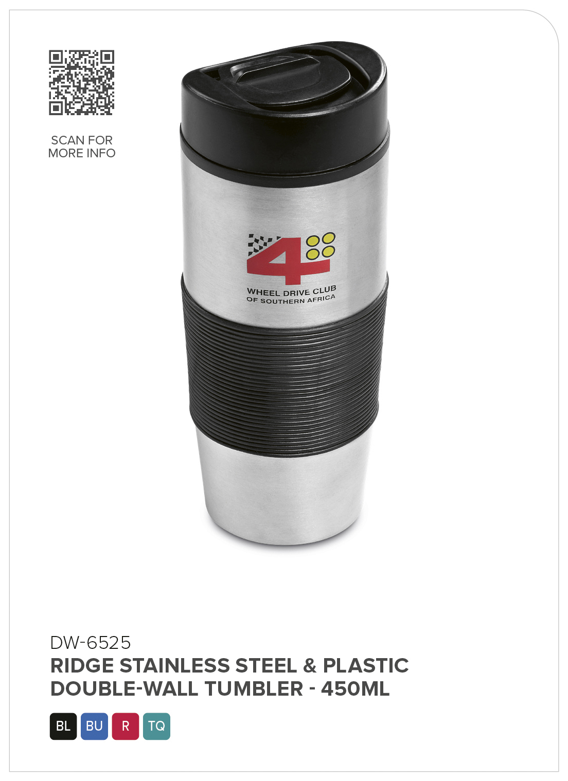 Ridge Stainless Steel & Plastic Double-Wall Tumbler - 450ml